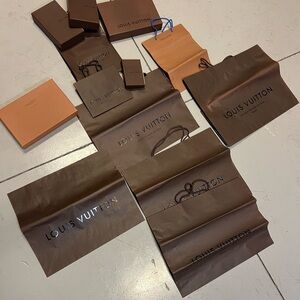 Louis Vuitton Brown and Orange Bag and Box Lot